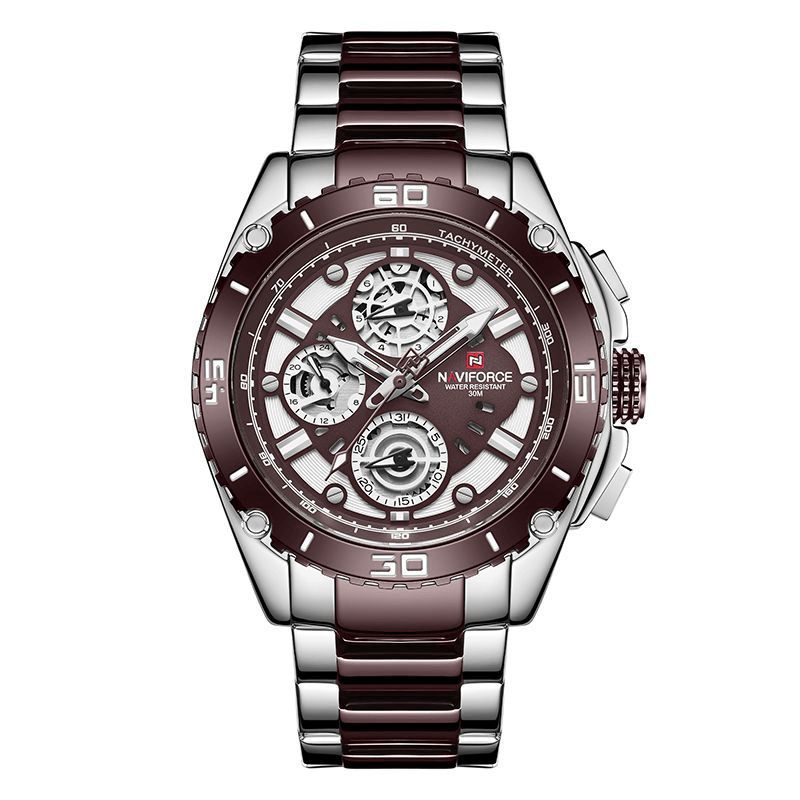 9179 Multifonction En Acier Inoxydable Business Style Hommes Montres Montre À Quartz Étanche