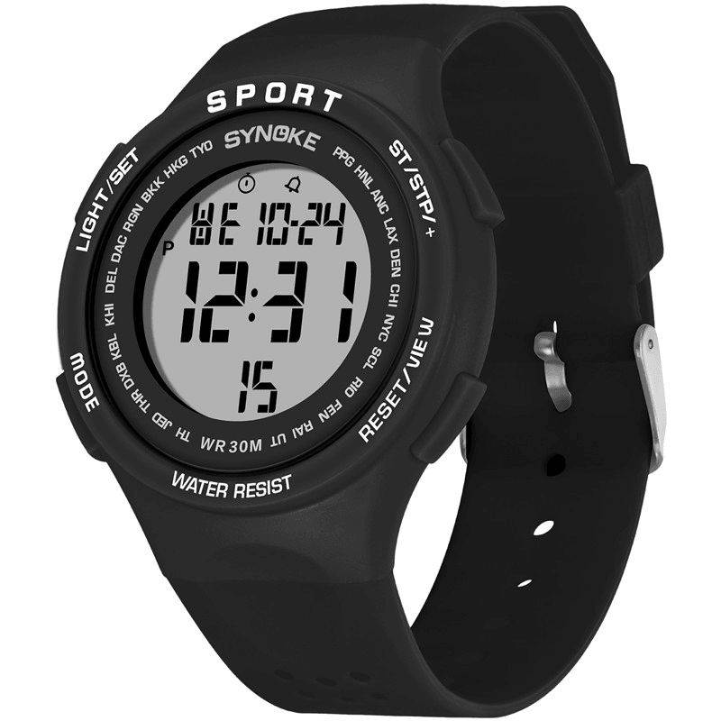 9616 El Affichage Bracelet En Silicone Montre Sport 3atm Étanche Alarme Étudiant Montre Numérique