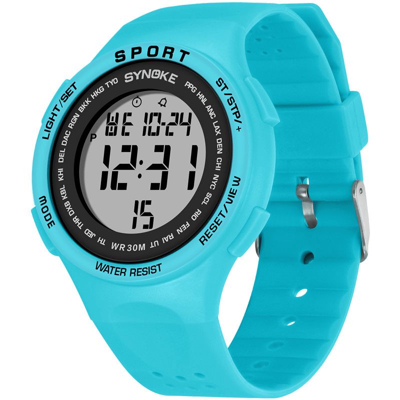 9616 El Affichage Bracelet En Silicone Montre Sport 3atm Étanche Alarme Étudiant Montre Numérique