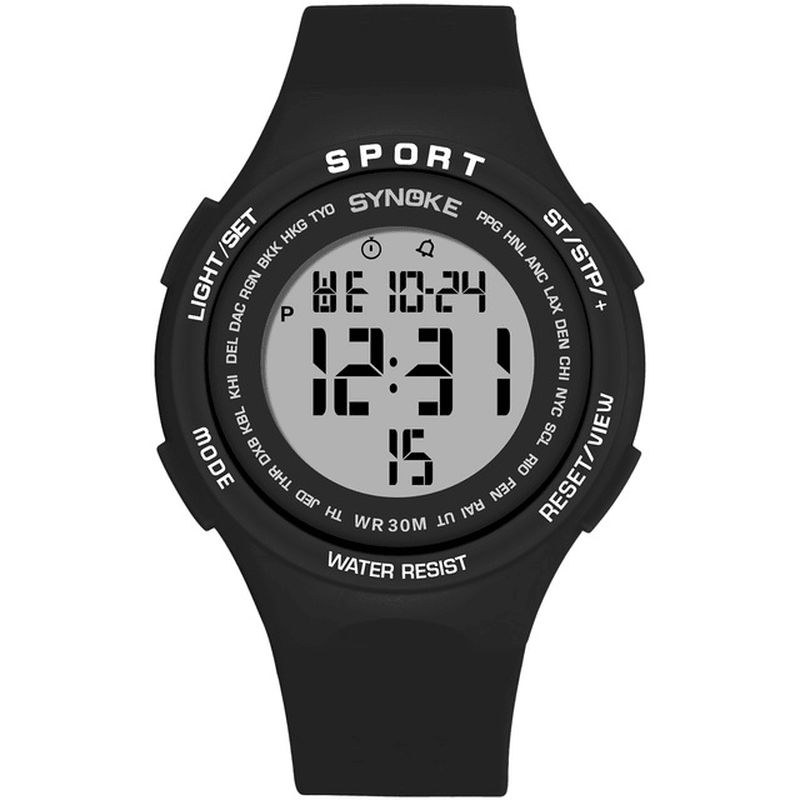 9616 El Affichage Bracelet En Silicone Montre Sport 3atm Étanche Alarme Étudiant Montre Numérique