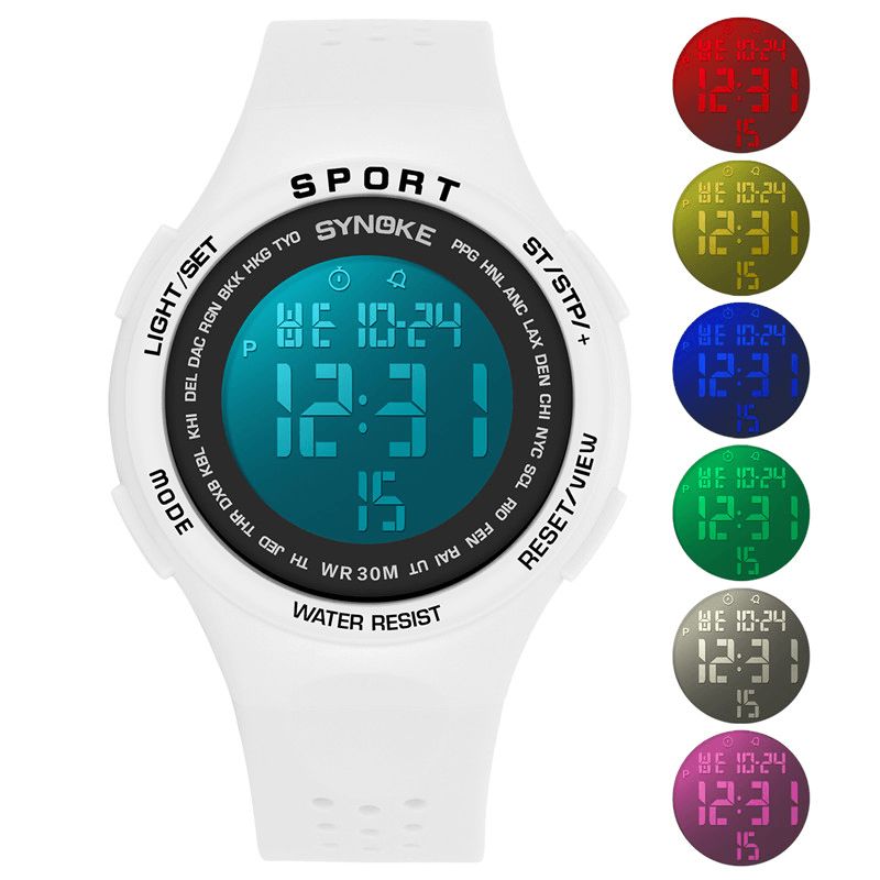 9616 El Affichage Bracelet En Silicone Montre Sport 3atm Étanche Alarme Étudiant Montre Numérique