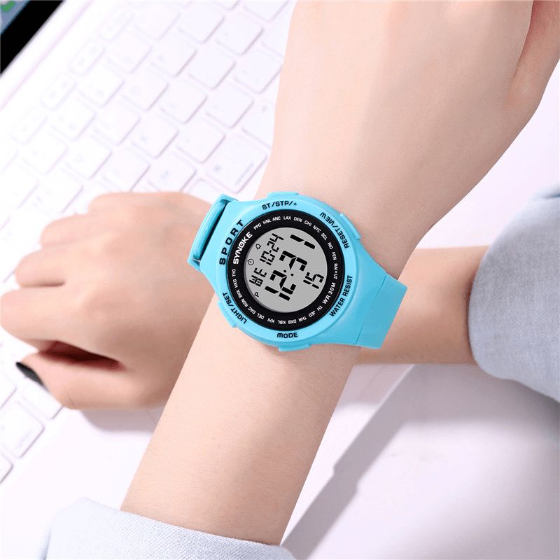 9616 El Affichage Bracelet En Silicone Montre Sport 3atm Étanche Alarme Étudiant Montre Numérique