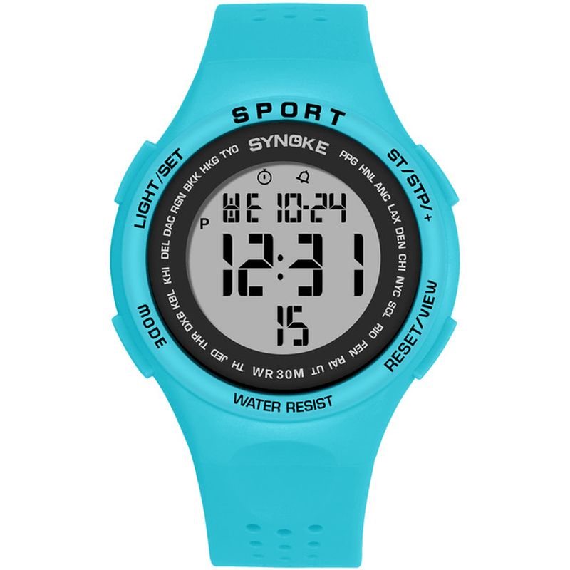 9616 El Affichage Bracelet En Silicone Montre Sport 3atm Étanche Alarme Étudiant Montre Numérique