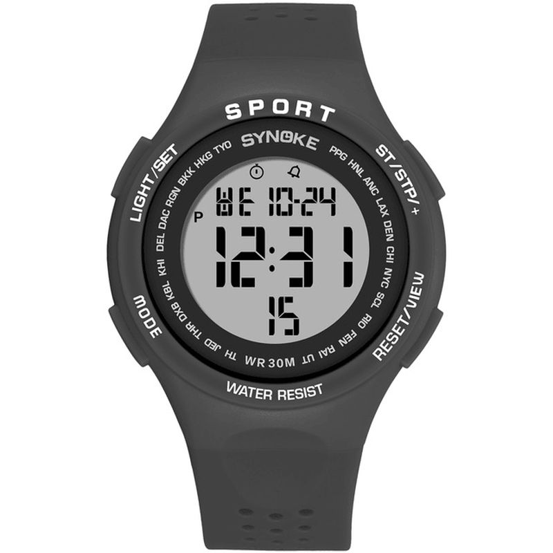 9616 El Affichage Bracelet En Silicone Montre Sport 3atm Étanche Alarme Étudiant Montre Numérique