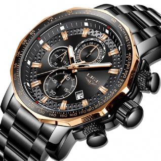 9902 Multifonction Chronographe Mode Hommes Montre-bracelet Étanche Boîtier En Acier Montre À Quartz