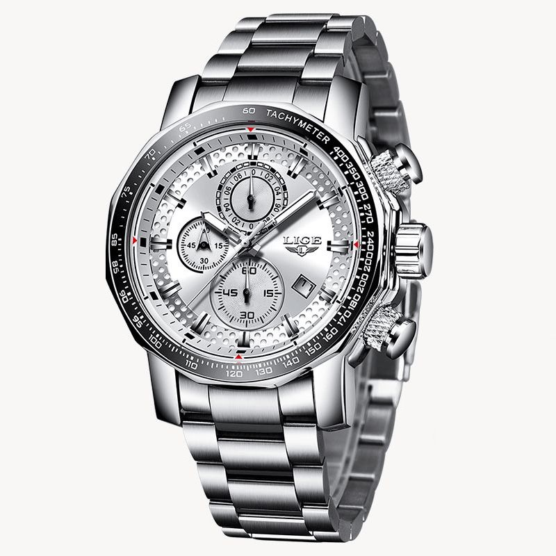 9902 Multifonction Chronographe Mode Hommes Montre-bracelet Étanche Boîtier En Acier Montre À Quartz