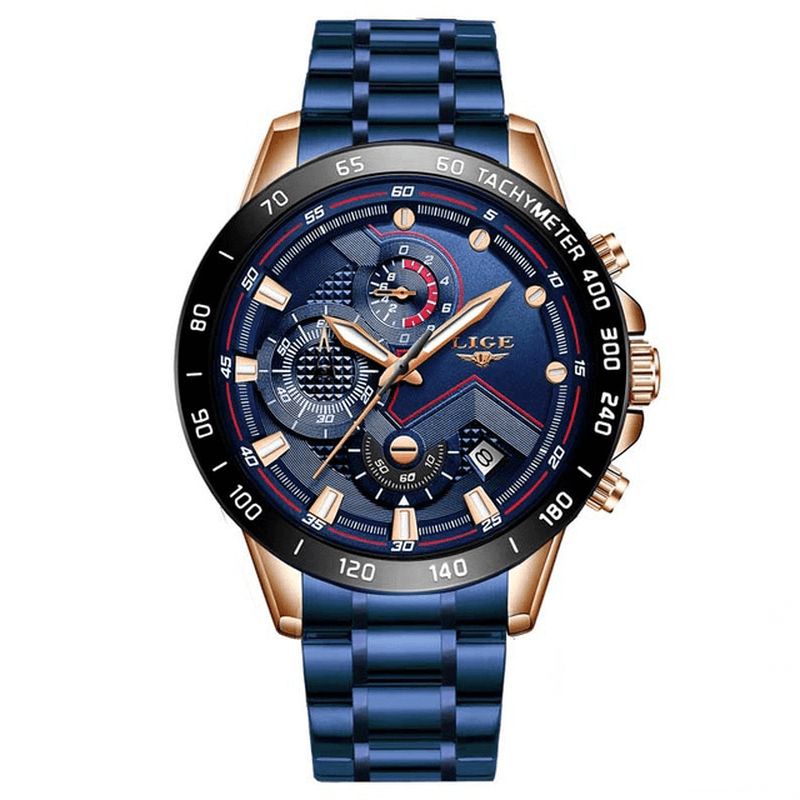 9982 Étanche Multifonction Hommes Montre-bracelet Affichage Lumineux Montre À Quartz