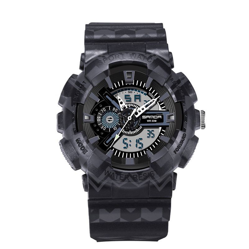 999 Montre Numérique Homme Sport Étanche Chronomètre Extérieur Double Affichage Montre-bracelet