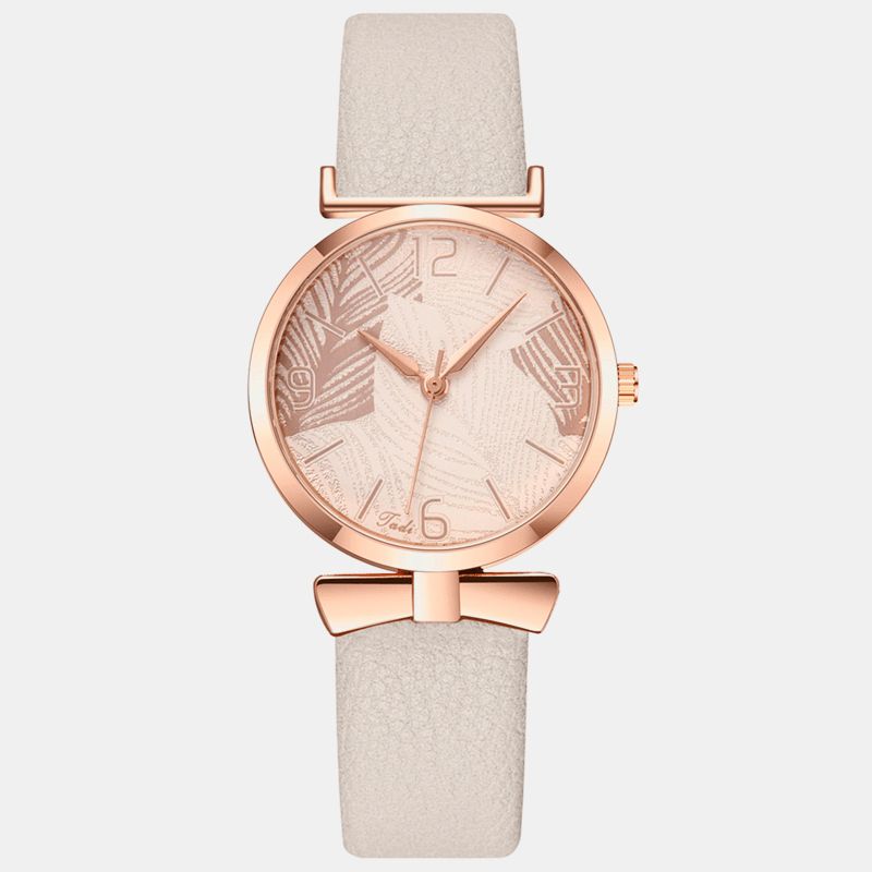 À La Mode Drôle À La Mode Femmes Montres Arbre Motif Cadran Or Rose Boîtier En Alliage Cuir Bande Montre À Quartz