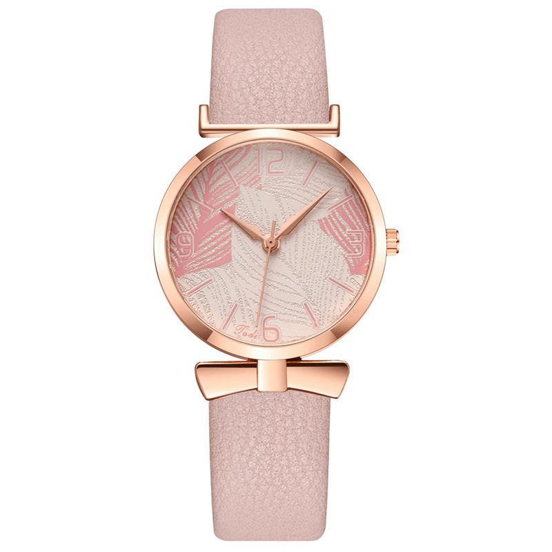 À La Mode Drôle À La Mode Femmes Montres Arbre Motif Cadran Or Rose Boîtier En Alliage Cuir Bande Montre À Quartz