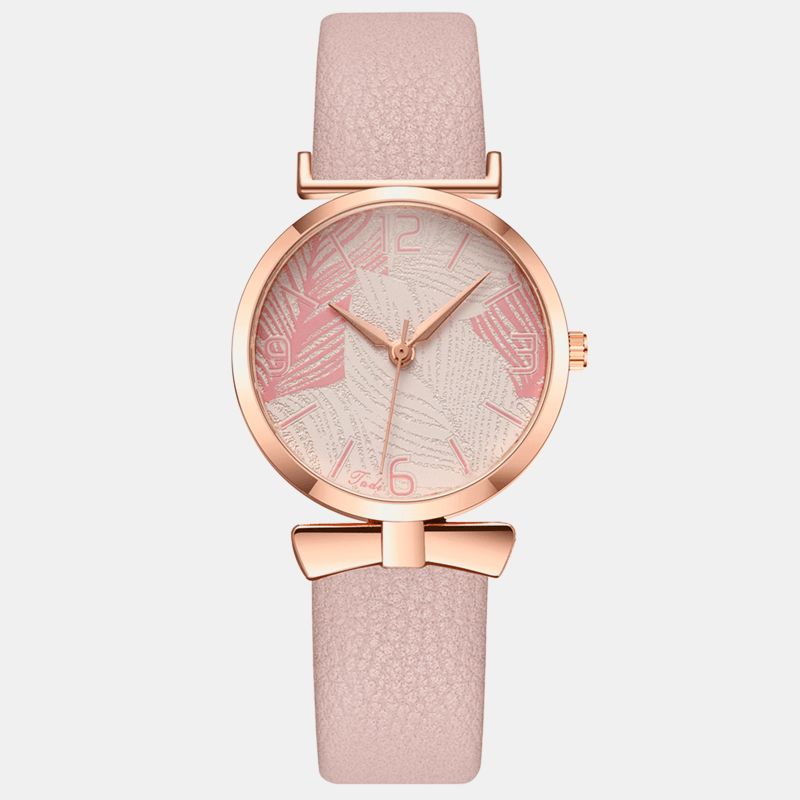 À La Mode Drôle À La Mode Femmes Montres Arbre Motif Cadran Or Rose Boîtier En Alliage Cuir Bande Montre À Quartz