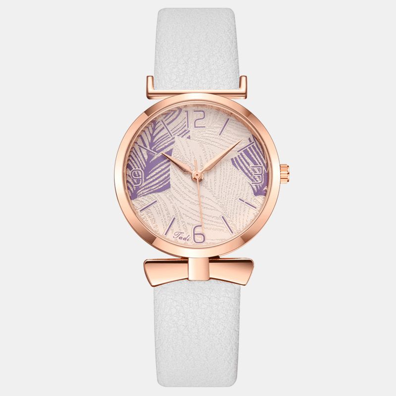 À La Mode Drôle À La Mode Femmes Montres Arbre Motif Cadran Or Rose Boîtier En Alliage Cuir Bande Montre À Quartz