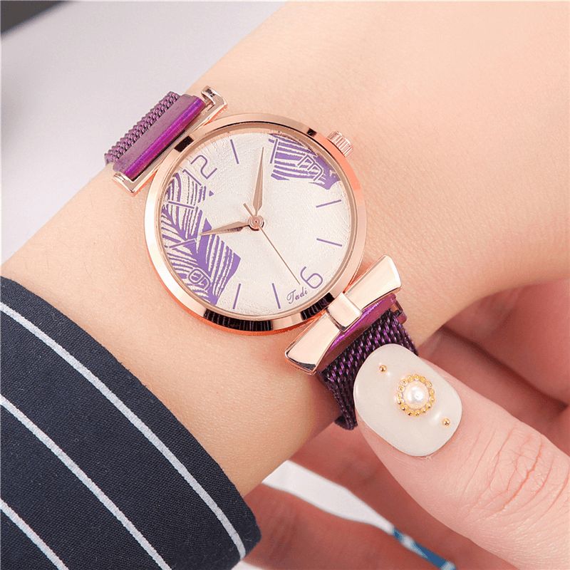 A0507 Ultra Mince Style Décontracté Femmes Montre-bracelet Arbre Motif Cadran Or Rose Boîtier En Alliage Montre À Quartz