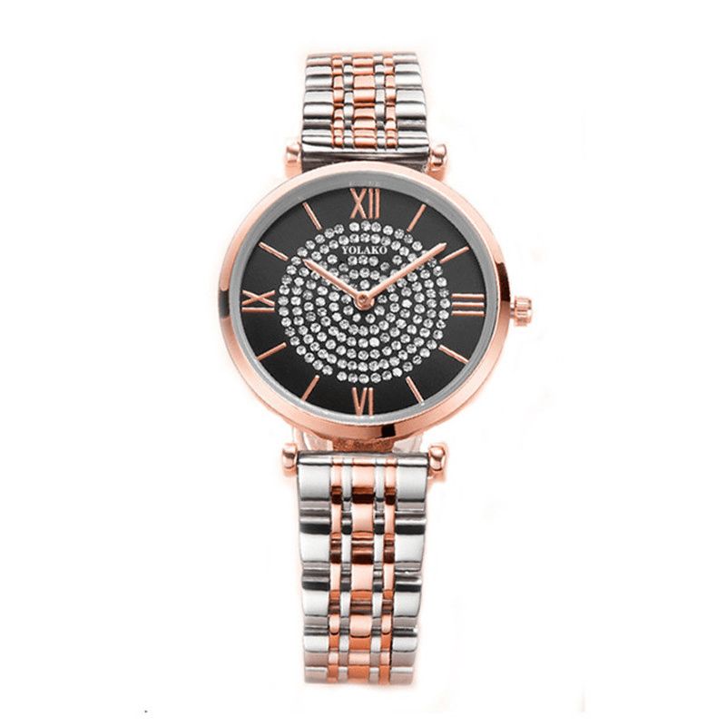 A0566 Montres À Quartz Élégantes À La Mode Pour Femmes Chiffres Romains Strass Montage À Cadran