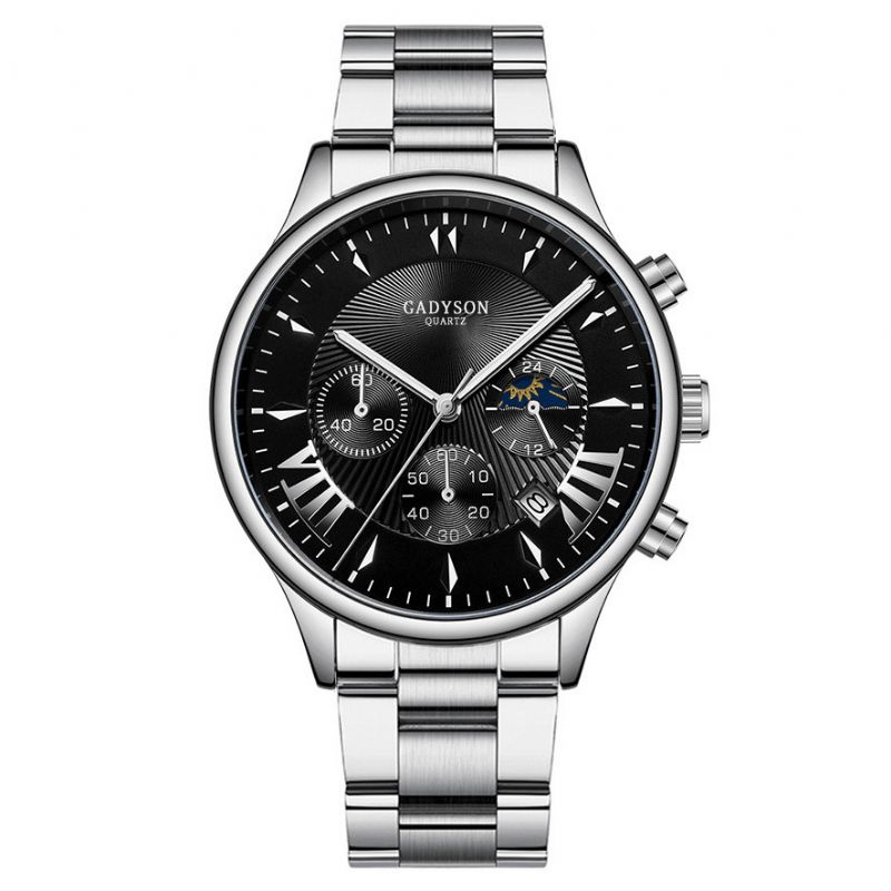 A0701 Mode Hommes Montre Date Affichage Affaires Bracelet En Acier Inoxydable Montre À Quartz