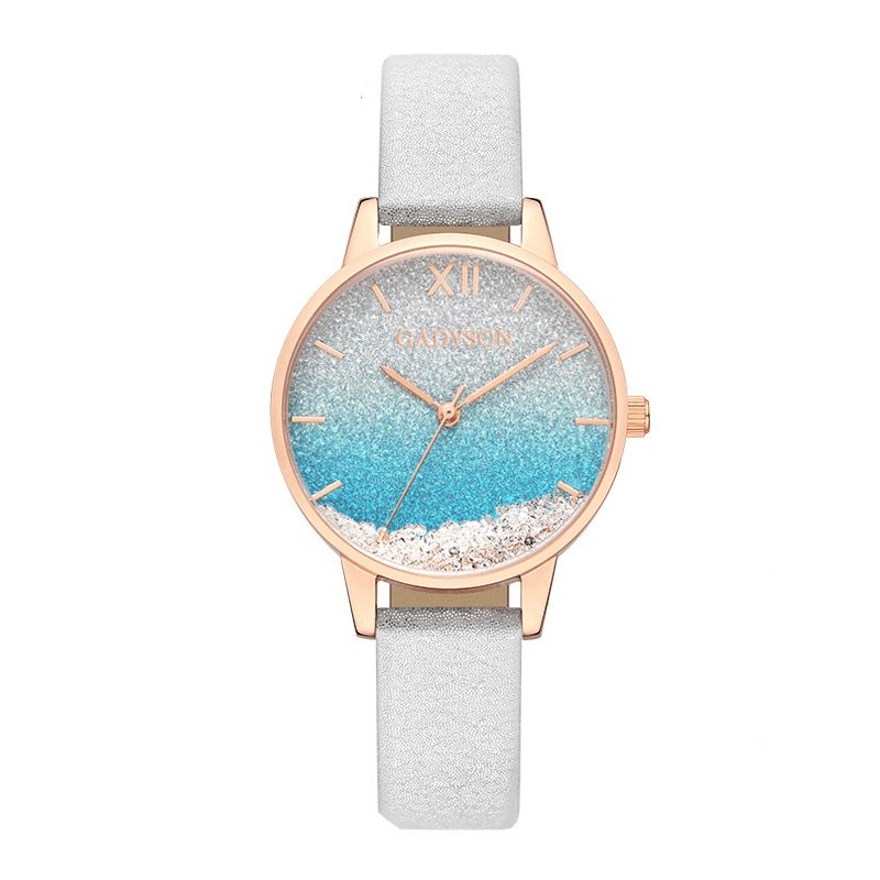 A0901 Mode Femmes Montre Créative Élégant Cadran Bracelet En Cuir Femme Montre À Quartz