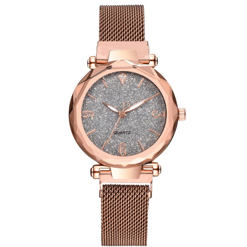 A312 Simple Design Milanese Mesh Steel Star Décoration Mode Femmes Montre Quartz Montre