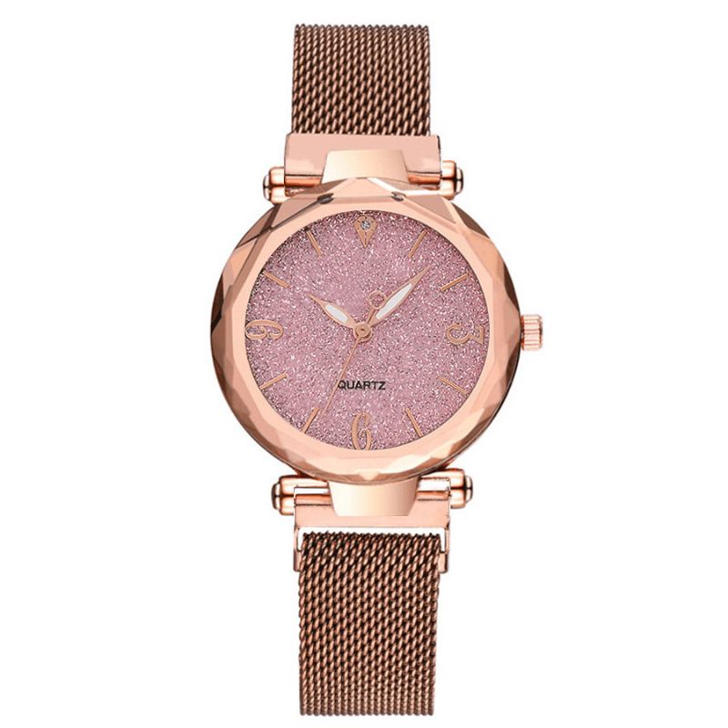 A312 Simple Design Milanese Mesh Steel Star Décoration Mode Femmes Montre Quartz Montre