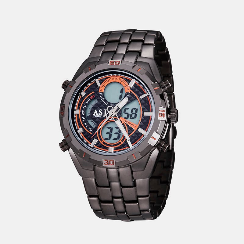 Asj Sport Hommes Montre Double Affichage Chronographe Alarme De Plongée Lumineux 3atm Étanche Multifonctionnel Sport Montre À Quartz