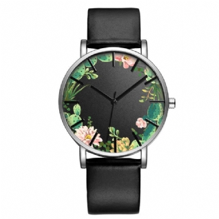 B-9014 Montre-bracelet Unisexe Fleur Image Cadran Affichage Montre À Quartz