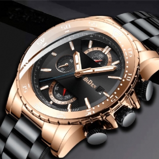 Bd0150 Acier Inoxydable Business Style Hommes Montre-bracelet Affichage Lumineux Montre À Quartz