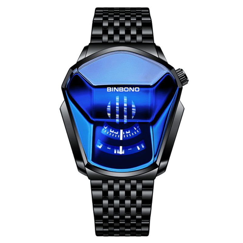 Binbond Mode Hommes Montre Créative Dila Forme Géométrique Cool Locomotive Hommes Bracelet En Acier Inoxydable Montre À Quartz