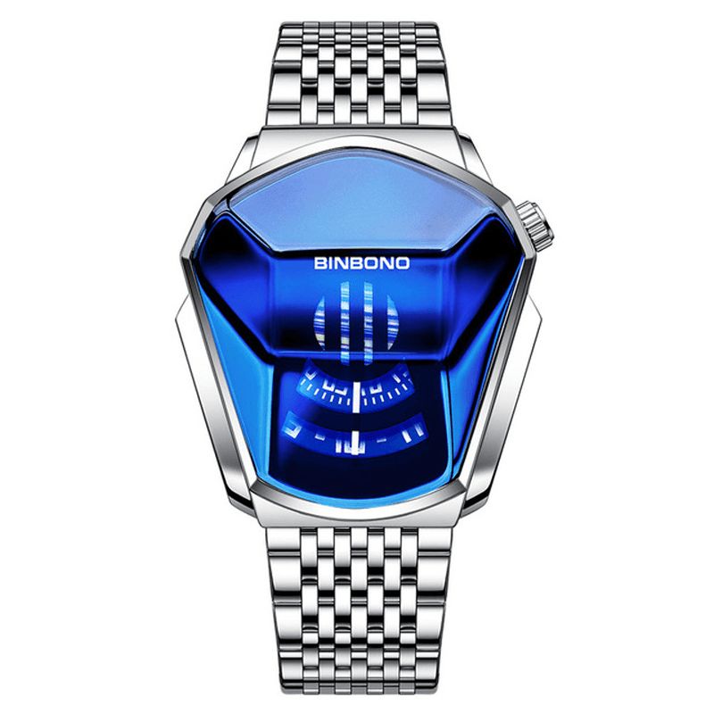 Binbond Mode Hommes Montre Créative Dila Forme Géométrique Cool Locomotive Hommes Bracelet En Acier Inoxydable Montre À Quartz