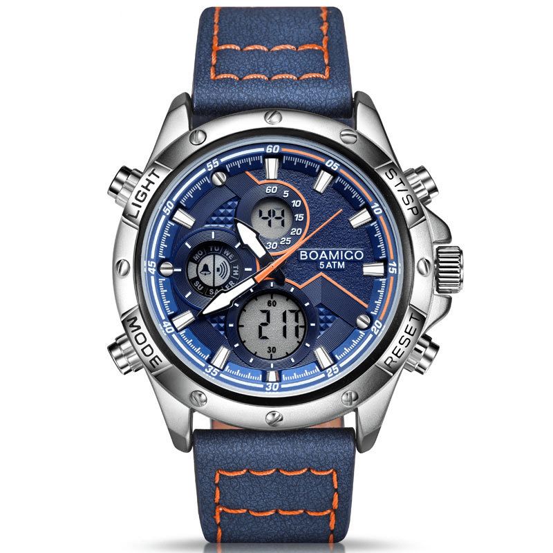 Boamigo F546 Mode Hommes Montre Numérique Date Semaine Affichage Chronographe Lumière Led Sport Double Affichage Montre