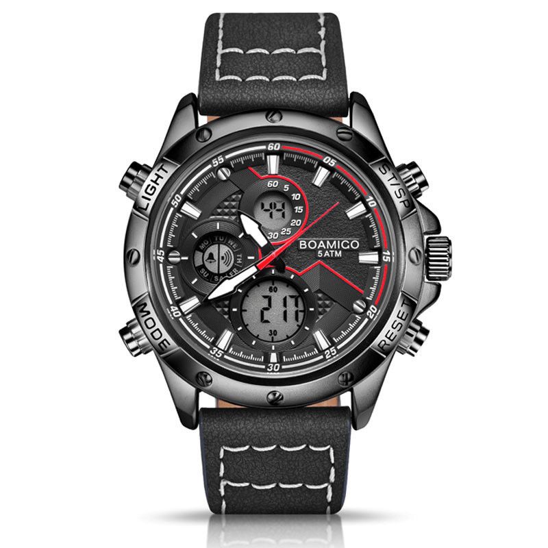 Boamigo F546 Mode Hommes Montre Numérique Date Semaine Affichage Chronographe Lumière Led Sport Double Affichage Montre