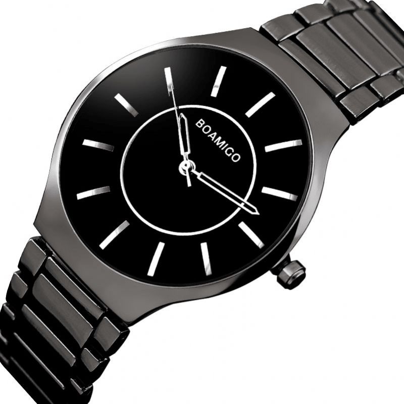 Boamigo L811 Hommes Bracelet En Métal Complet Cadran Simple Style Décontracté Montre Étanche Montre À Quartz