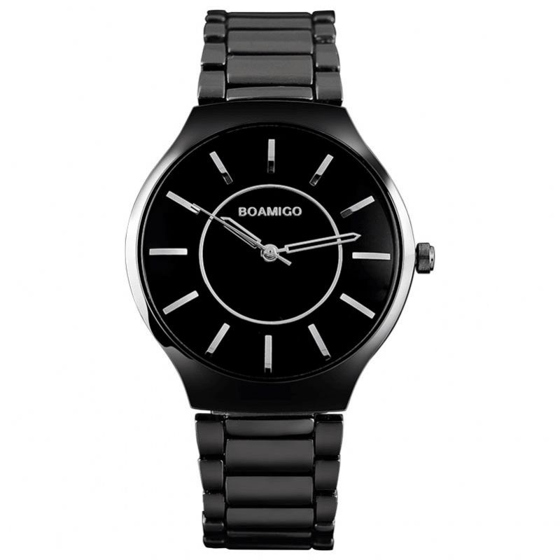 Boamigo L811 Hommes Bracelet En Métal Complet Cadran Simple Style Décontracté Montre Étanche Montre À Quartz