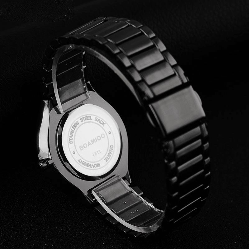 Boamigo L811 Hommes Bracelet En Métal Complet Cadran Simple Style Décontracté Montre Étanche Montre À Quartz