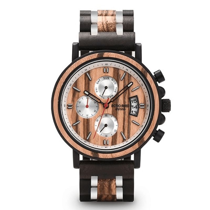 Bobo Bird Ns18-3 Calendrier Hommes Montre-bracelet Chronographe En Bois Creative Quartz Montre