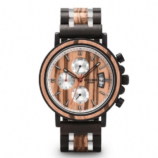 Bobo Bird Ns18-3 Calendrier Hommes Montre-bracelet Chronographe En Bois Creative Quartz Montre