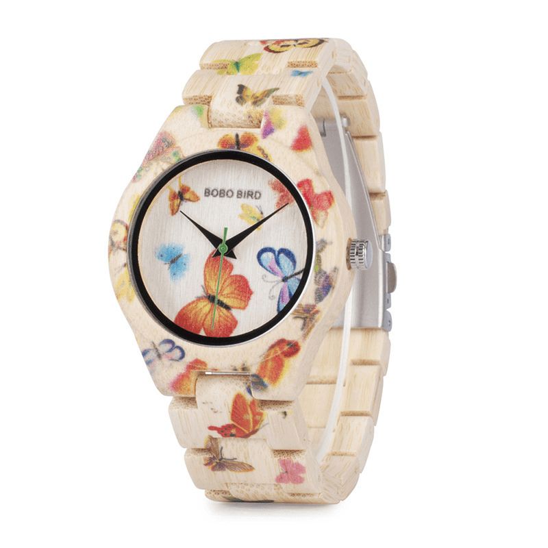 Bobo Bird O20 Montre-bracelet À La Mode En Bambou Pour Femme Hardlex Glass Montre À Quartz En Bois