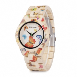 Bobo Bird O20 Montre-bracelet À La Mode En Bambou Pour Femme Hardlex Glass Montre À Quartz En Bois