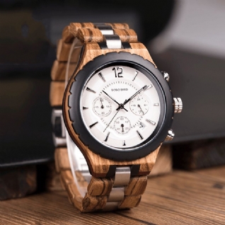 Bobo Bird R22 Ultra Mince Chronographe Hommes Montre-bracelet En Bois Creative Quartz Montre