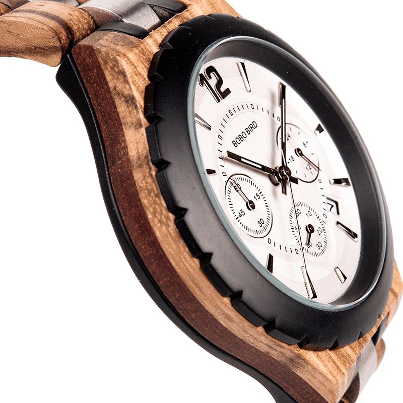 Bobo Bird R22 Ultra Mince Chronographe Hommes Montre-bracelet En Bois Creative Quartz Montre