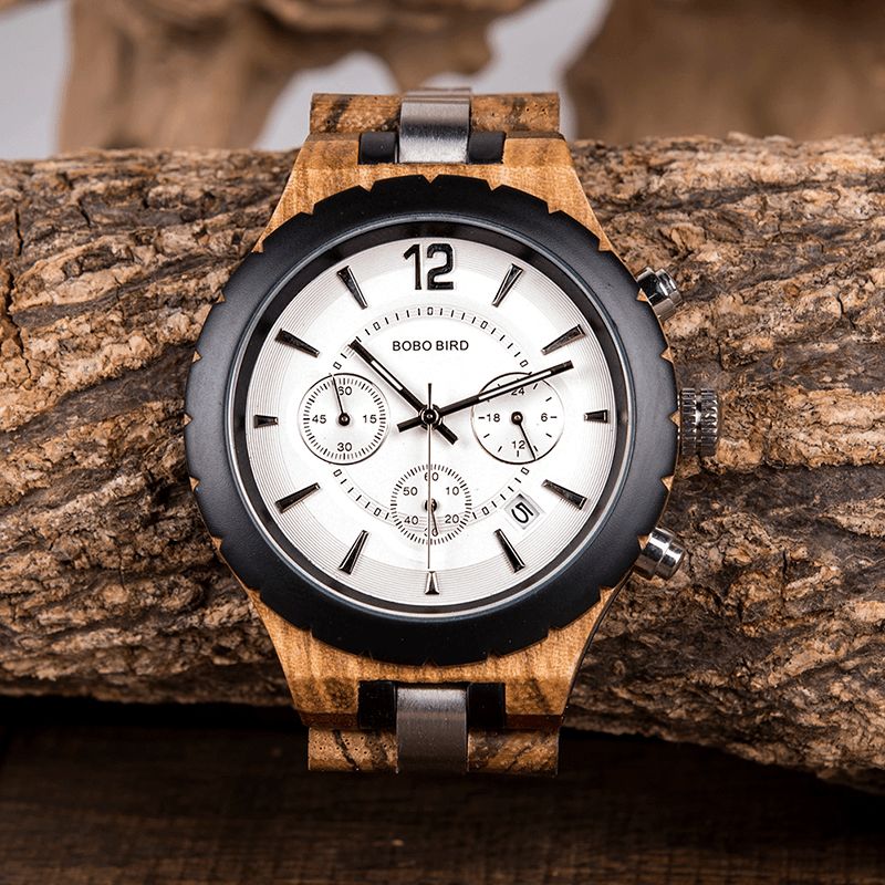 Bobo Bird R22 Ultra Mince Chronographe Hommes Montre-bracelet En Bois Creative Quartz Montre