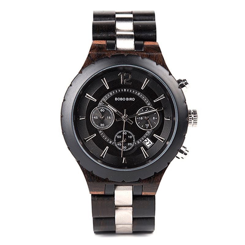 Bobo Bird R22 Ultra Mince Chronographe Hommes Montre-bracelet En Bois Creative Quartz Montre