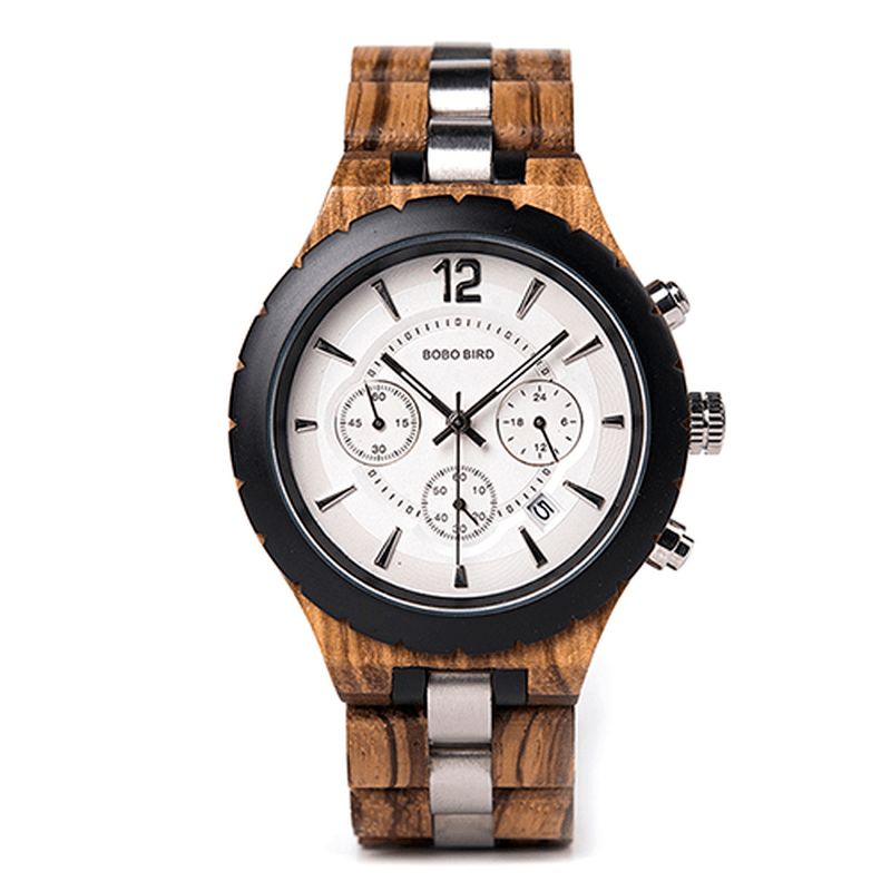 Bobo Bird R22 Ultra Mince Chronographe Hommes Montre-bracelet En Bois Creative Quartz Montre