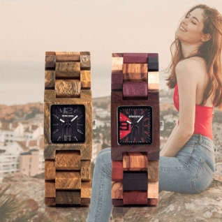 Bobo Bird S02 25mm Petit Cadran Carré Femmes Montre-bracelet En Bois Montre À Quartz