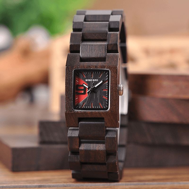 Bobo Bird S02 25mm Petit Cadran Carré Femmes Montre-bracelet En Bois Montre À Quartz