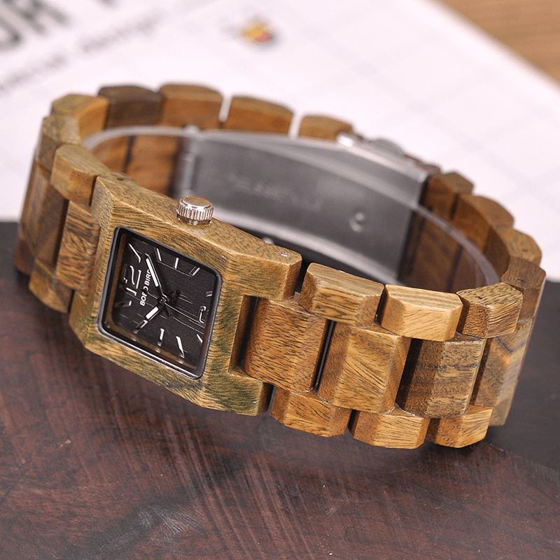 Bobo Bird S02 25mm Petit Cadran Carré Femmes Montre-bracelet En Bois Montre À Quartz