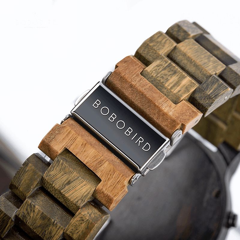 Bobo Bird S22 Affichage De La Date Creative Hommes Montre-bracelet Bande En Bois Montre À Quartz