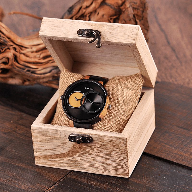 Bobo Bird W-r10 Deux Fuseaux Horaires Montre Créative En Bois Femmes Hommes Montres À Quartz