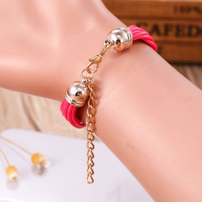 Boîtier En Or Bracelet En Cuir Coloré Avec Perles Robe Pour Femme Bracelet Pour Femme Montre À Quartz