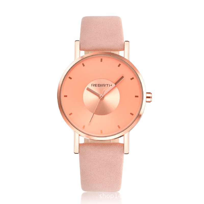 Boîtier En Or Rose Femmes Montre-bracelet Style Décontracté Cadeau Bracelet En Cuir Montres À Quartz