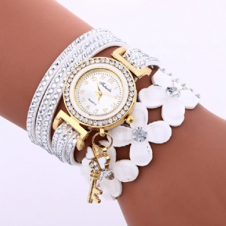 Bracelet De Cercle De Cristal De Mode Montre Pour Femme Cadran Simple Modèles De Flowear Montre À Quartz