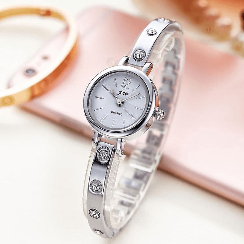 Bracelet De Mode De Luxe En Acier Bande Strass Femmes Montre Montre À Quartz